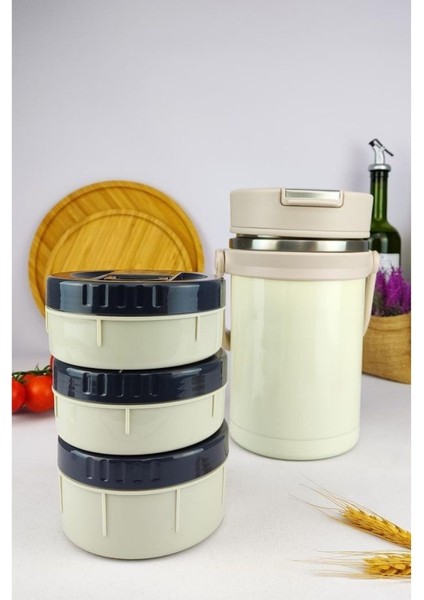 Paslanmaz Çelik Hazneli Yemek Termosu 2200 ml Pembe - YK1413