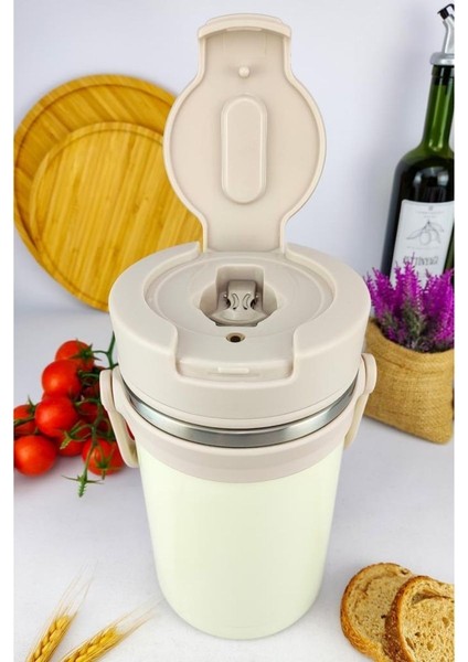 Paslanmaz Çelik Hazneli Yemek Termosu 2200 ml Pembe - YK1413