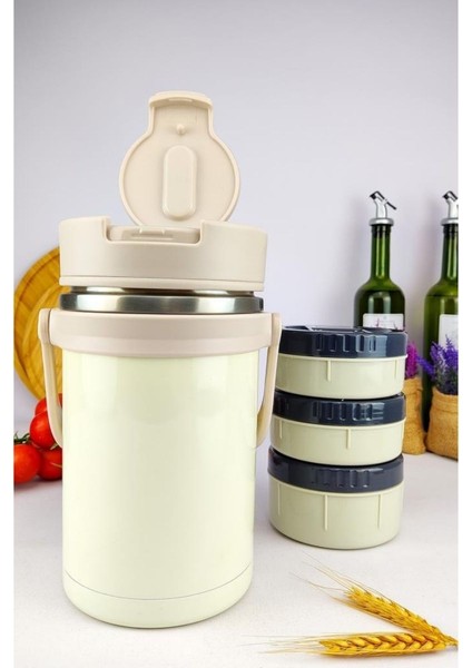 Paslanmaz Çelik Hazneli Yemek Termosu 2200 ml Pembe - YK1413