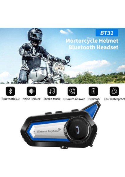 BT31 Kask Kulaklık Bluetooth 5.0 Motosiklet Interkom Su Geçirmez Kablosuz Kulaklık modelleri