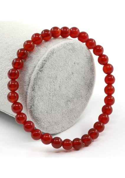 Akik Doğal Taş Bileklik 6 mm Küre Kesim