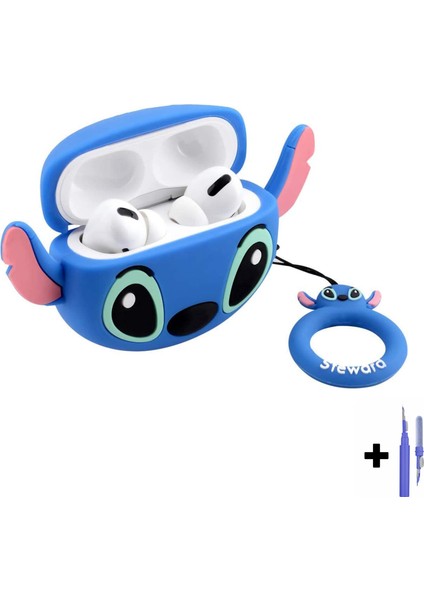 Airpods Pro Uyumlu Stitch Kılıf ve 3'ü 1 Arada Bluetooth Kulaklık Temizleme Kalemi Seti fiyatları