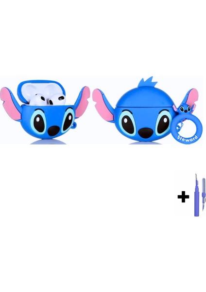 3. Nesil Uyumlu Stitch Kılıf ve 3'ü 1 Arada Bluetooth Kulaklık Temizleme Kalemi Seti