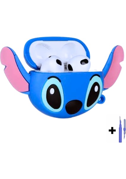 3. Nesil Uyumlu Stitch Kılıf ve 3'ü 1 Arada Bluetooth Kulaklık Temizleme Kalemi Seti