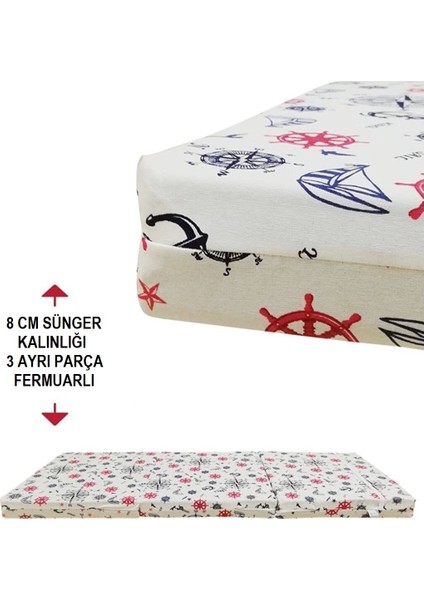 Vip Katlanır Yer Yatağı (8 cm Kalın)Sünger Yatak 80X180X8 Cm-Marin