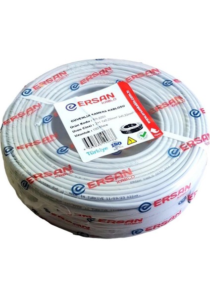 Kablo 2+1 0.22MM Cu Bakır 100MT Güvenlik Kamera Kablosu