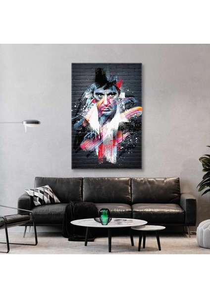 Al Pacino Sokak Sanatı Grafiti Yaralı Yüz Filmi Dikey Kanvas Tablo