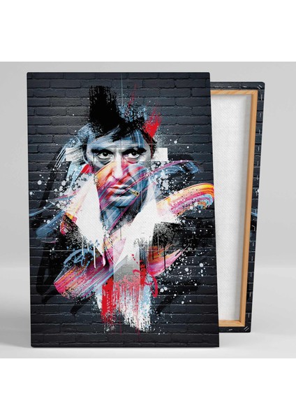 Al Pacino Sokak Sanatı Grafiti Yaralı Yüz Filmi Dikey Kanvas Tablo