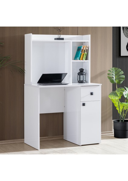 White Genç Odası Takımı - 3 Kapaklı Dolap Karyola, Komodin, Şifonyer, Masa
