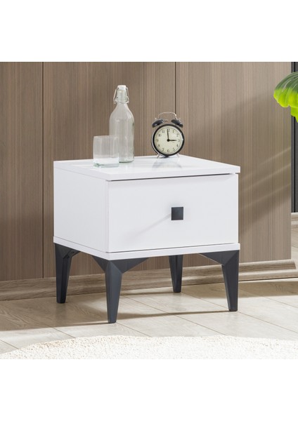 White Genç Odası Takımı - 3 Kapaklı Dolap Karyola, Komodin, Şifonyer, Masa