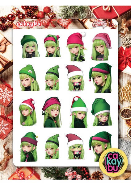 Blackpink Grinch Christmas Tema Sticker Set A4 Boyutunda 1 Sayfa Özell Illüstrasyon Tasarım