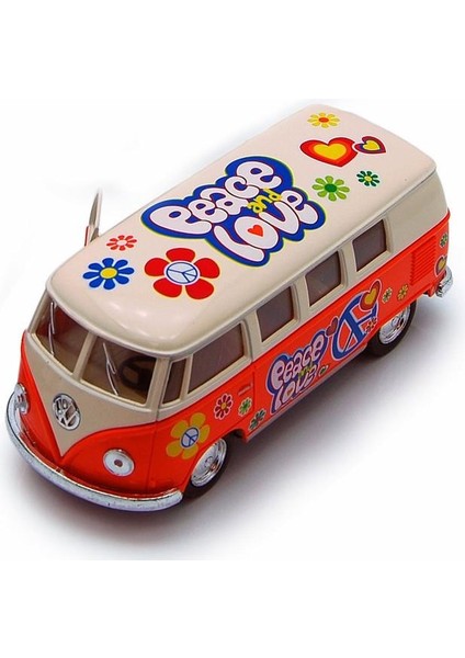 Volkswagen Classical Bus 1962 Peace Love 1:32 Turuncu Çek Bırak Model Araba