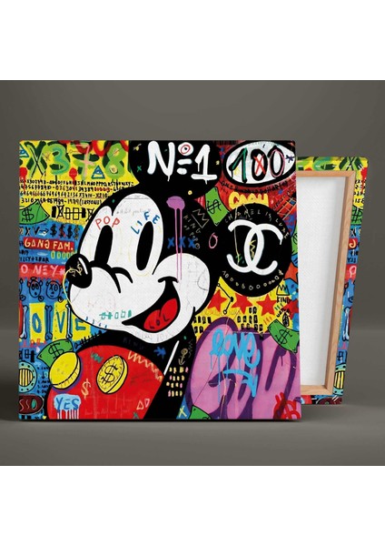 Mickie Mouse Grafitti Sokak Sanatı Sevimli Fare Dikey Kanvas Tablo