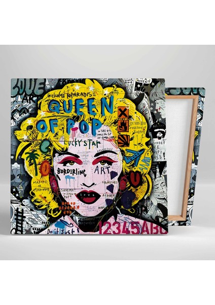 Popun Kraliçesi Madonna Sokak Sanatı Grafiti Kare Kanvas Tablo