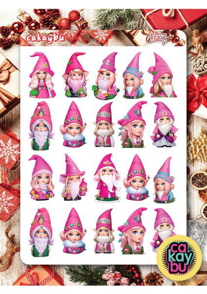 Barbie Gnome Christmas Sticker Set A4 Boyutunda 1 Sayfa Özell Illüstrasyon Tasarım