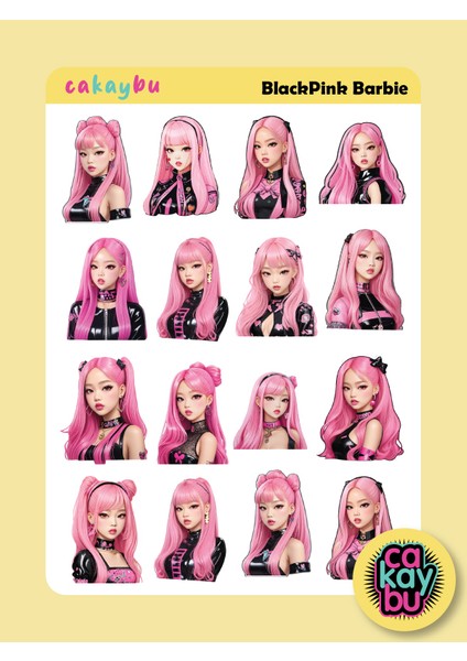 Blackpink Barbie Tema'lı Sticker Set A4 Boyutunda 1 Sayfa Özell Illüstrasyon Tasarım