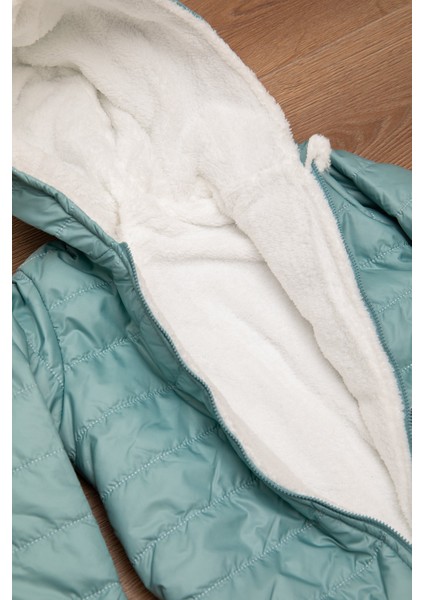 Dar Kalıp İçi Peluş Kapüşonlu Açık Mavi Unisex Bebek Mont fiyatları