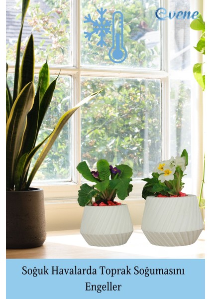 Çiçek Saksısı Beyaz Beton Saksı Model Dişli indirimleri