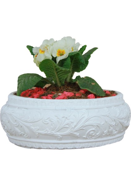 Çiçek Saksısı Beyaz Büyük Beton Saksı Model5