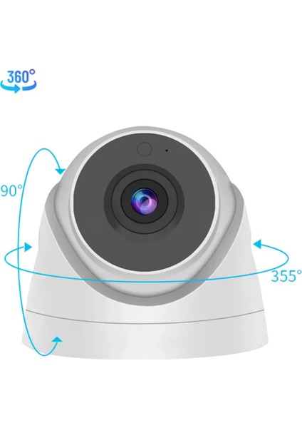 Qromax 2 Kameralı Set - Hareket Algılayan 1080P 5 Mp Sony Lens 6 Smart LED Dome Fullhd Iç Mekan Güvenlik Kamerası Seti D206SL-1