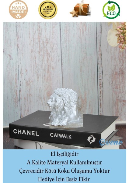Dekoratif Biblo Yeleli Aslan Heykel El Yapımı Hediyelik Süs Eşyası Model Aslan 3