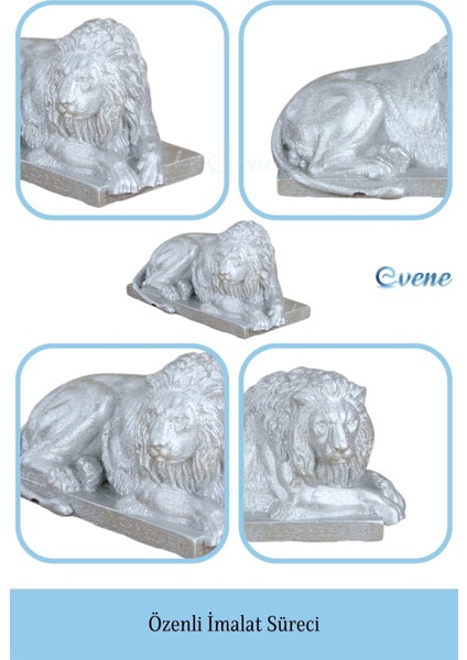 Dekoratif Biblo Yeleli Aslan Heykel El Yapımı Hediyelik Süs Eşyası Model Aslan 3