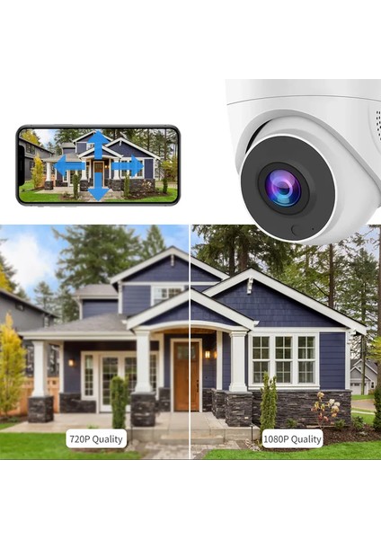 Qromax 5 Kameralı Set - Yüz Insan Araç Tanımalı Hareket Algılayan 1080P 5 Mp Sony Lens 6 Smart LED Dome Fullhd Iç Mekan Güvenlik Kamerası Seti D206SL