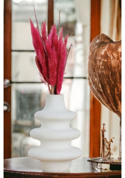 Dekoratif Vazo El Yapımı Beyaz Renk Model 5