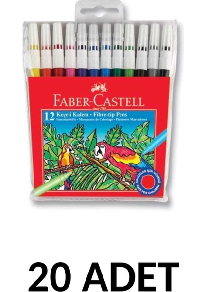 Faber Castell 12 Li keçeli Kalem Yıkanabilir 20 Adet