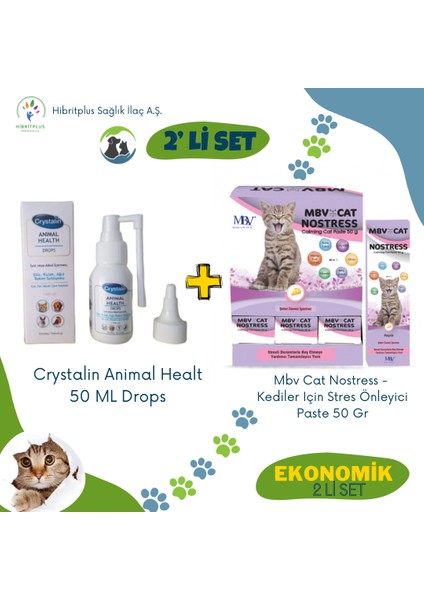 Animal Health 50 ml ve Mbv Cat Nostress Stres Önleyici Paste 50 gr 2 Li Ekonomik Set