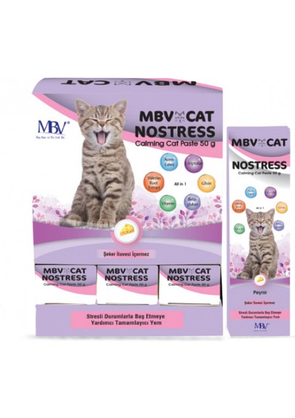 Animal Health 50 ml ve Mbv Cat Nostress Stres Önleyici Paste 50 gr 2 Li Ekonomik Set