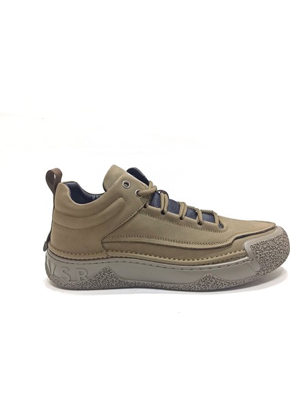 Haki Yeşil Deri Erkek Sneaker Ayakkabı
