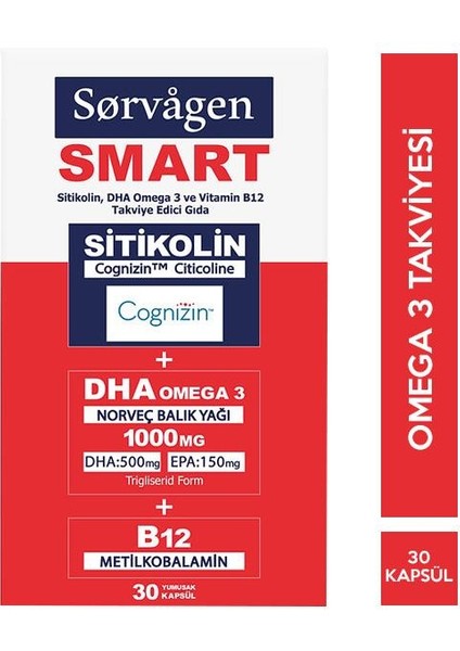 Smart Sitikolin Dha Omega 3 30 Kapsül