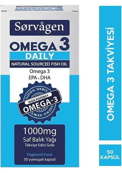 Omega 3 Daily Saf Balık Yağı 50 Kapsül