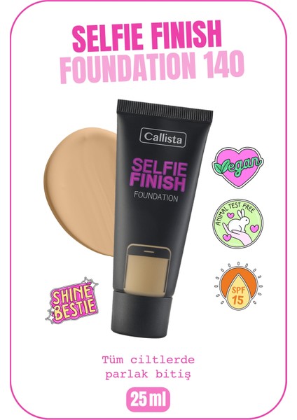 Selfie Finish Spf 15 Parlak Bitişli Fondöten - 140 Honey Beige - Orta Bej