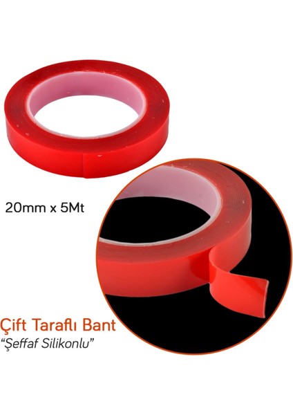 20 mm x 5 mt Çift Taraflı Silikonlu Bant Şeffaf