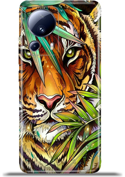 Xiaomi Mi 13 Lite Kılıf Esnek Silikon Kamera Koruma 4K Desenli Özel Tasarım - Tiger
