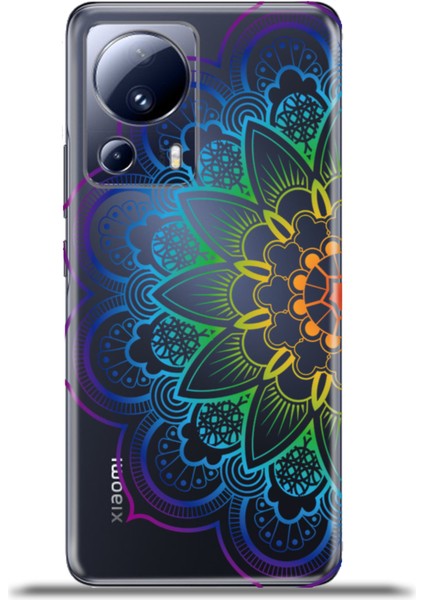 Xiaomi Mi 13 Lite Kılıf Esnek Silikon Kamera Koruma 4K Desenli Özel Tasarım - Renkli Mandala