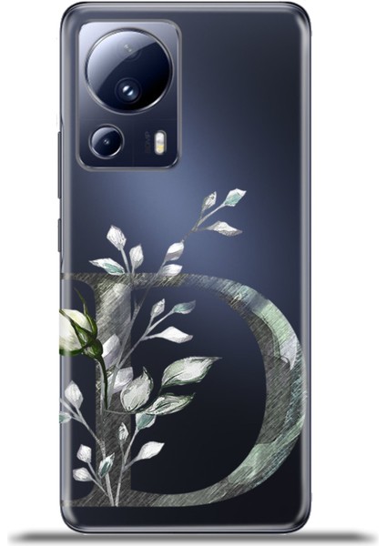 Xiaomi Mi 13 Lite Kılıf Esnek Silikon Kamera Koruma Kişiye Özel Harfler Flora - D Harfi