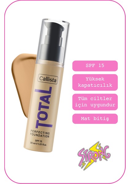 Total Perfecting Spf 15 Yoğun Kapatıcı Mat Bitişli Fondöten - 230 Medium Beige - Bej fiyatları