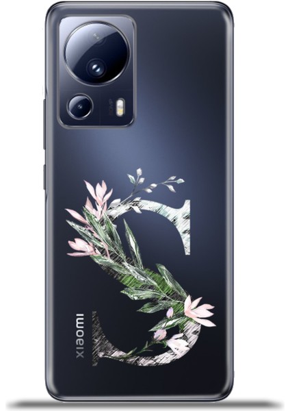 Xiaomi Mi 13 Lite Kılıf Esnek Silikon Kamera Koruma Kişiye Özel Harfler Flora - S Harfi