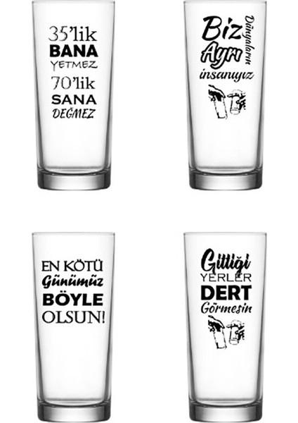 Rakı Sözü Baskılı Rakı Bardağı 4 Lü