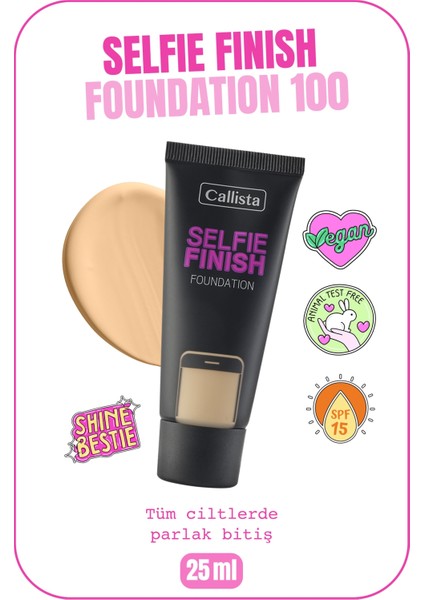 Selfie Finish Spf 15 Parlak Bitişli Fondöten - 100 Natural Beige - Çok Açık
