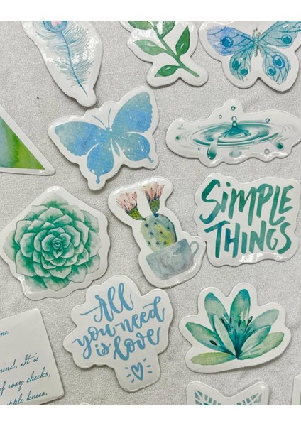 Doğa Temalı Mavi Kutu Sticker / Bullet Journal / Defter Süsleme/ Çıkartma indirimleri