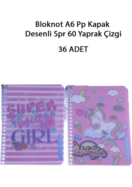 Bloknot A6 Pp Kapak Desenli Spr 60 Yaprak Çizgi