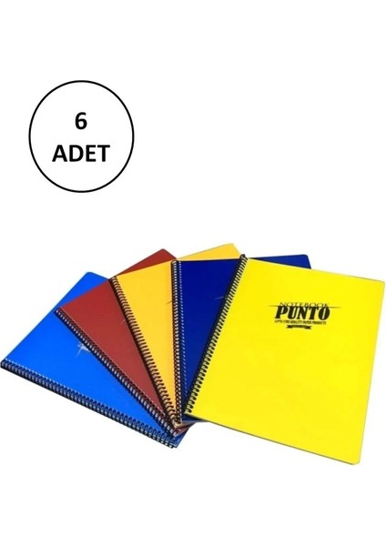 Gıpta Punto Spiral Pp Kapak Defter A4 180 Yaprak Çizgili 6 Adet