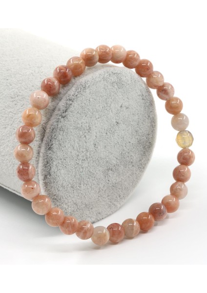 Ay Taşı Doğal Taş Bileklik 6 mm Küre Kesim