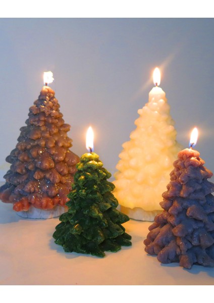 Dekoratif Ekru Yılbaşı Ağacı Mum(17 Cm) fiyatları