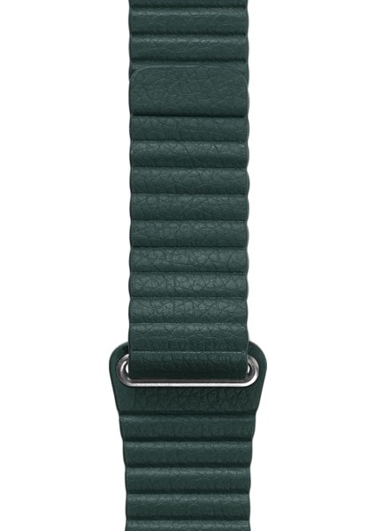 Tüm Watch Modelleriyle Uyumlu Vegan Deri Mıknatıslı Koyu Yeşil Saat Kordonu 38-40-41 mm
