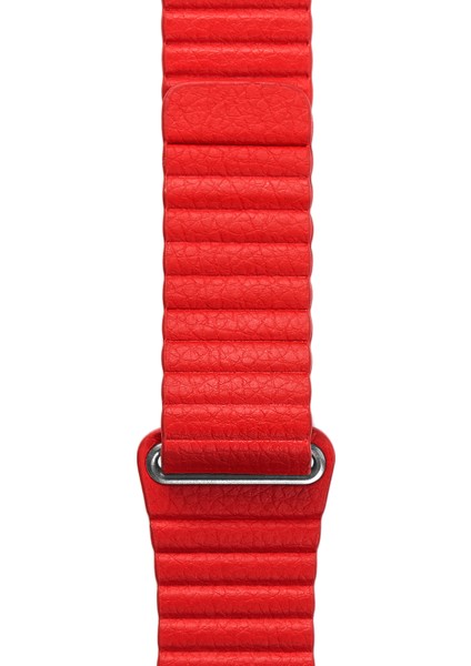 Tüm Watch Modelleriyle Uyumlu Vegan Deri Mıknatıslı Kırmızı Saat Kordonu 38-40-41 mm